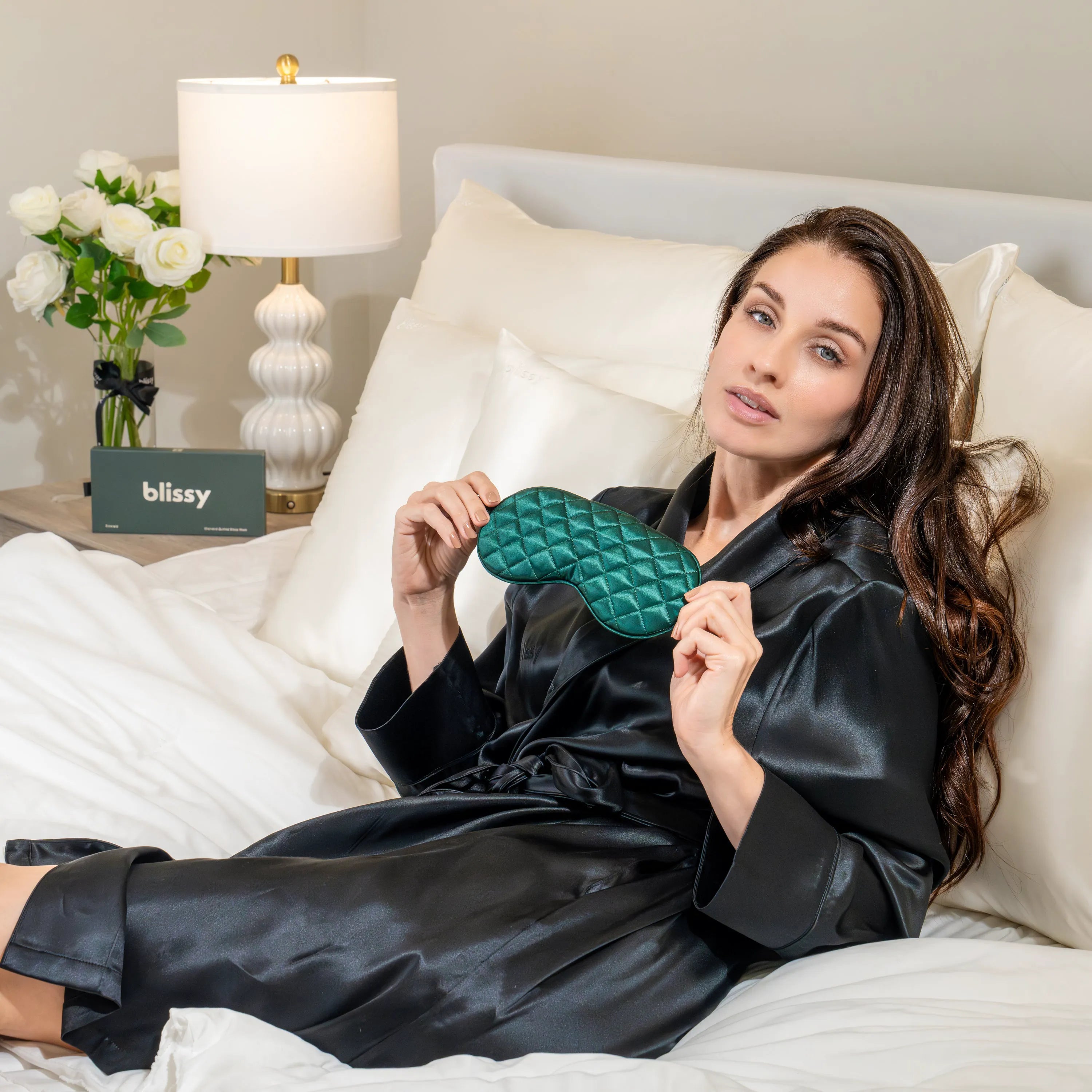 Emerald Diamond Quilted Sleep Mask
