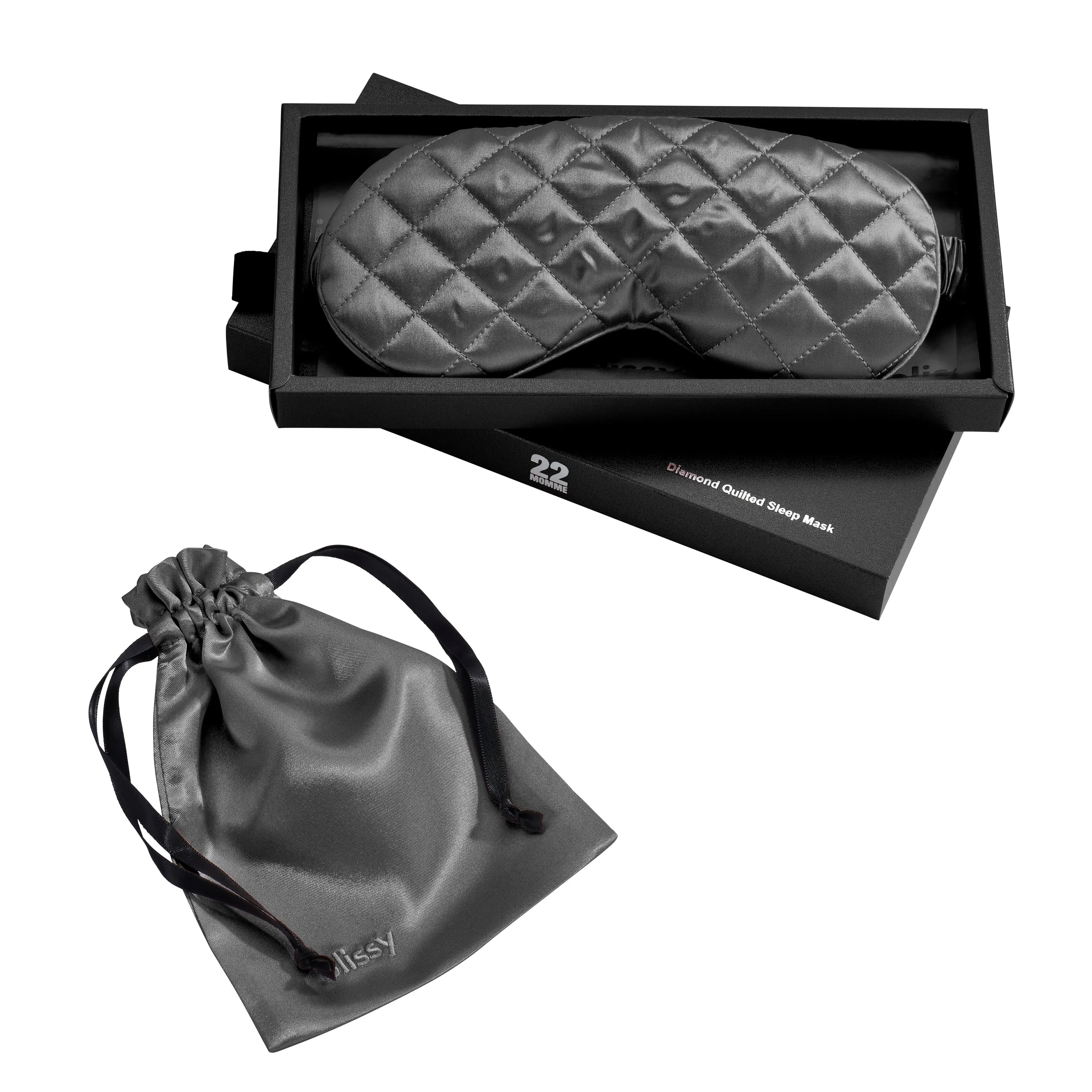 Grey Diamond Quilted Sleep Mask