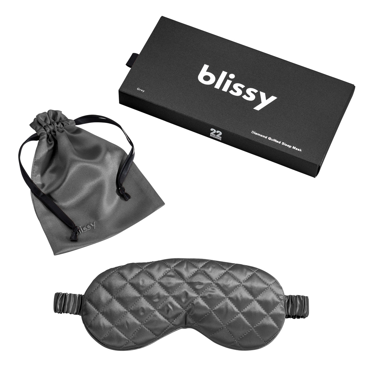 Grey Diamond Quilted Sleep Mask