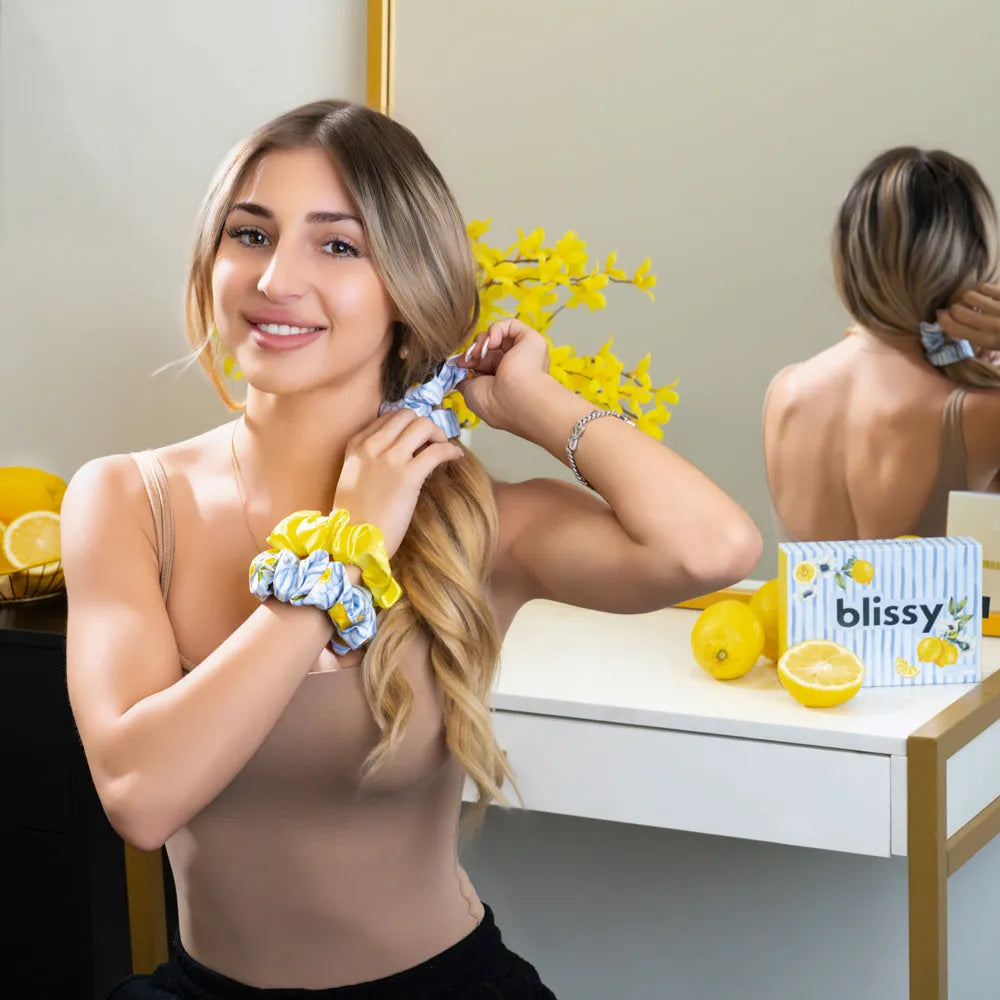 Blissy Scrunchies in Lemon Bloom