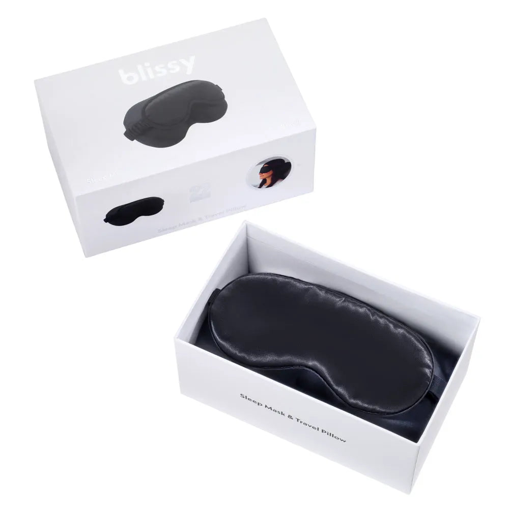 Sleep Mask and Travel Pillow - Black