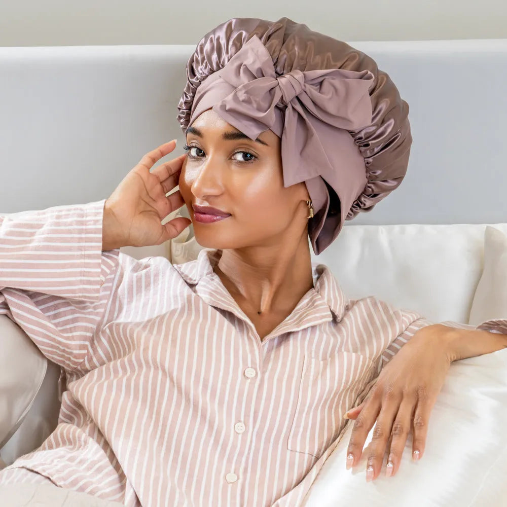 Blissy Bow Bonnet in Plum