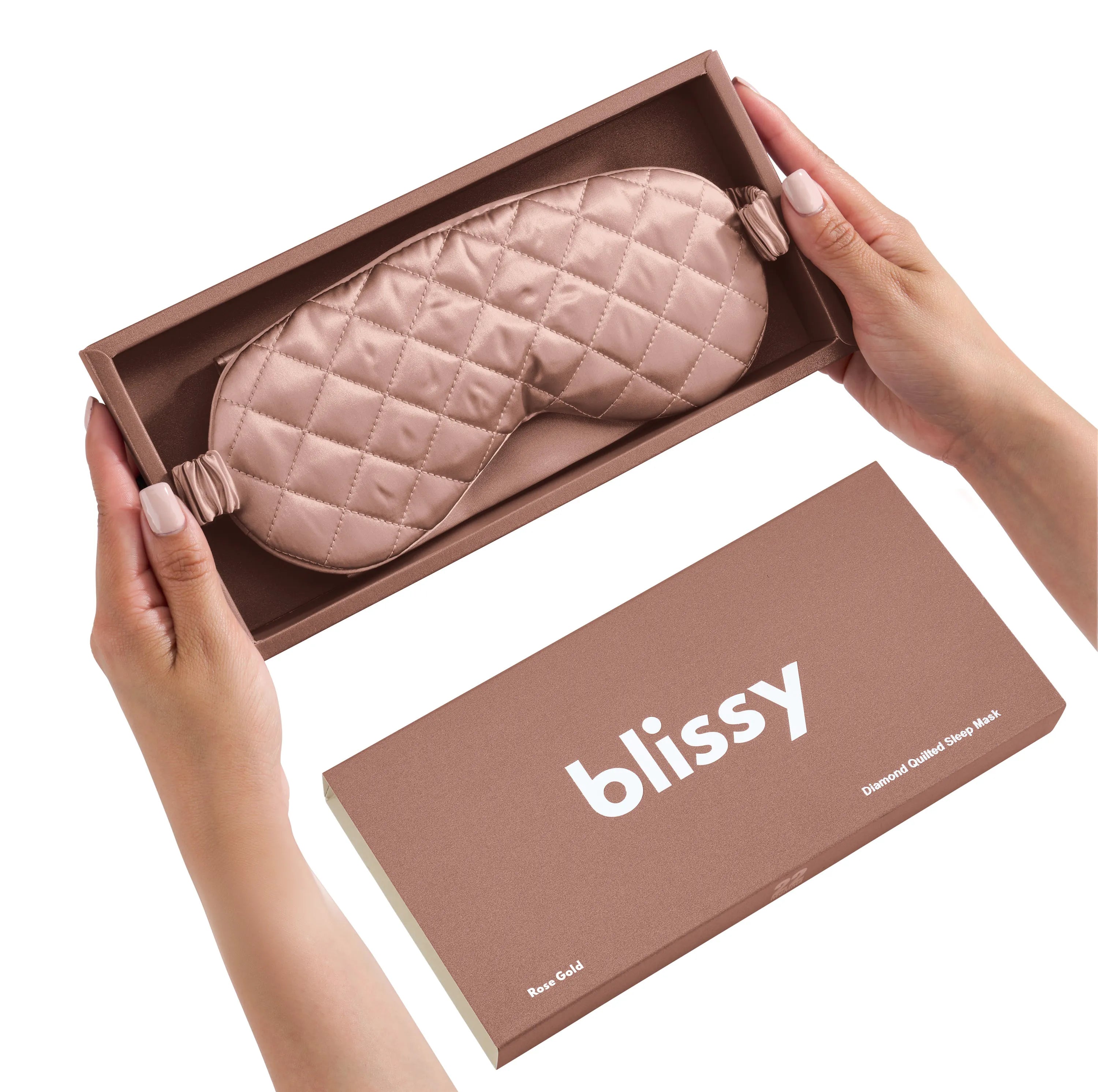 Diamond Quilted Sleep Mask in Rose Gold