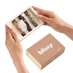 Blissy Skinny Scrunchies in Taupe, Cinnamon, and Brown