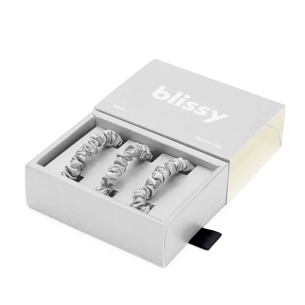 Blissy Skinny Scrunchies in Silver