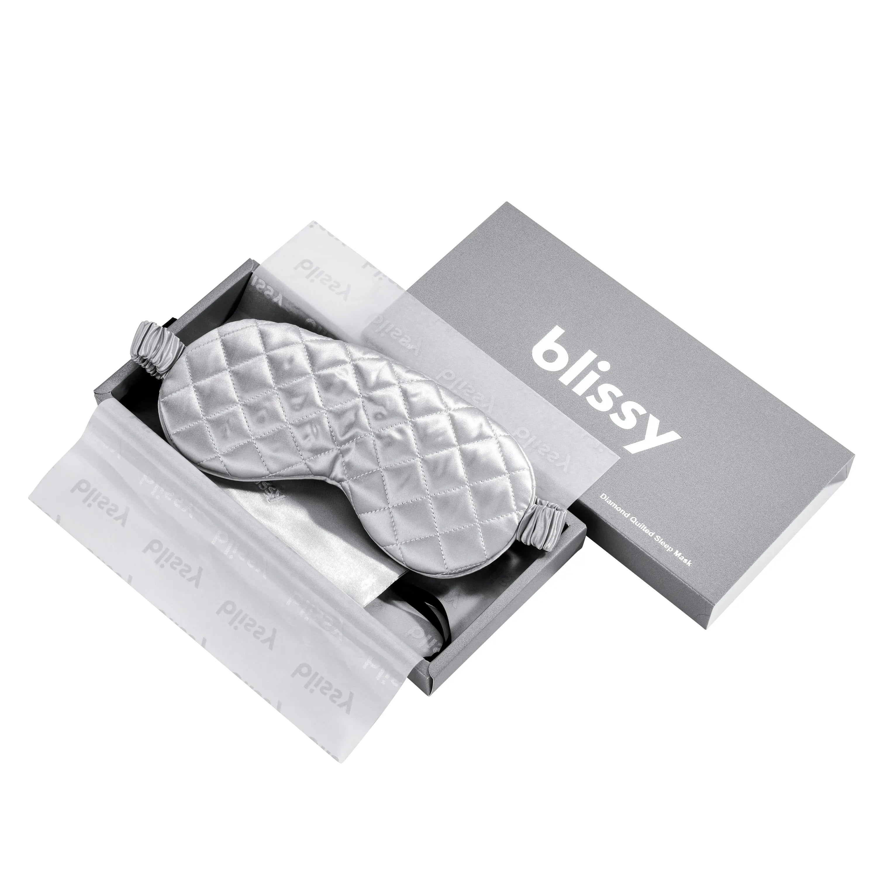 Diamond Quilted Sleep Mask - Silver