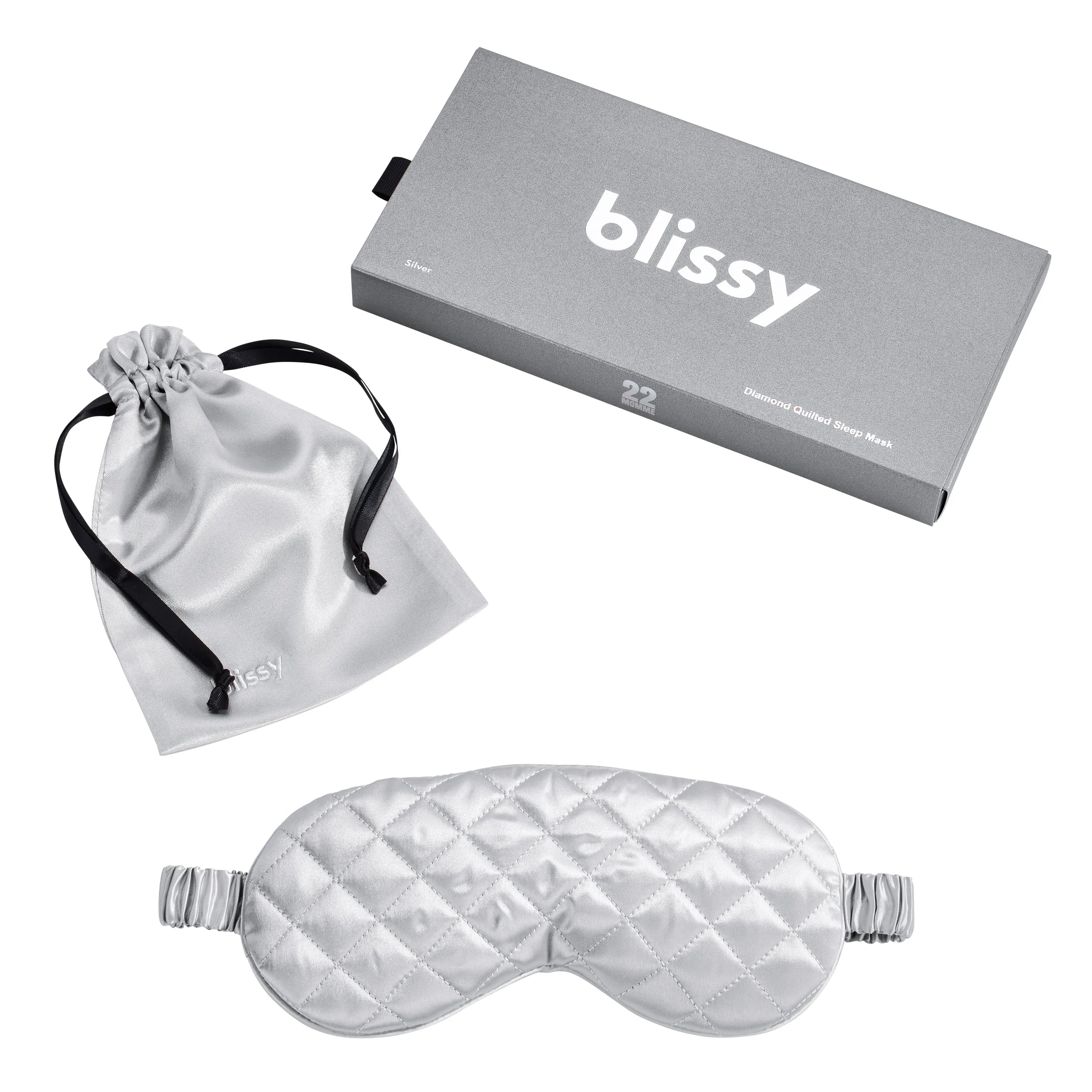 Diamond Quilted Sleep Mask - Silver