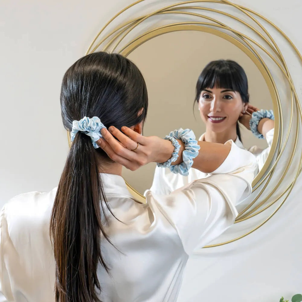 Blissy Scrunchies in Sky Blue
