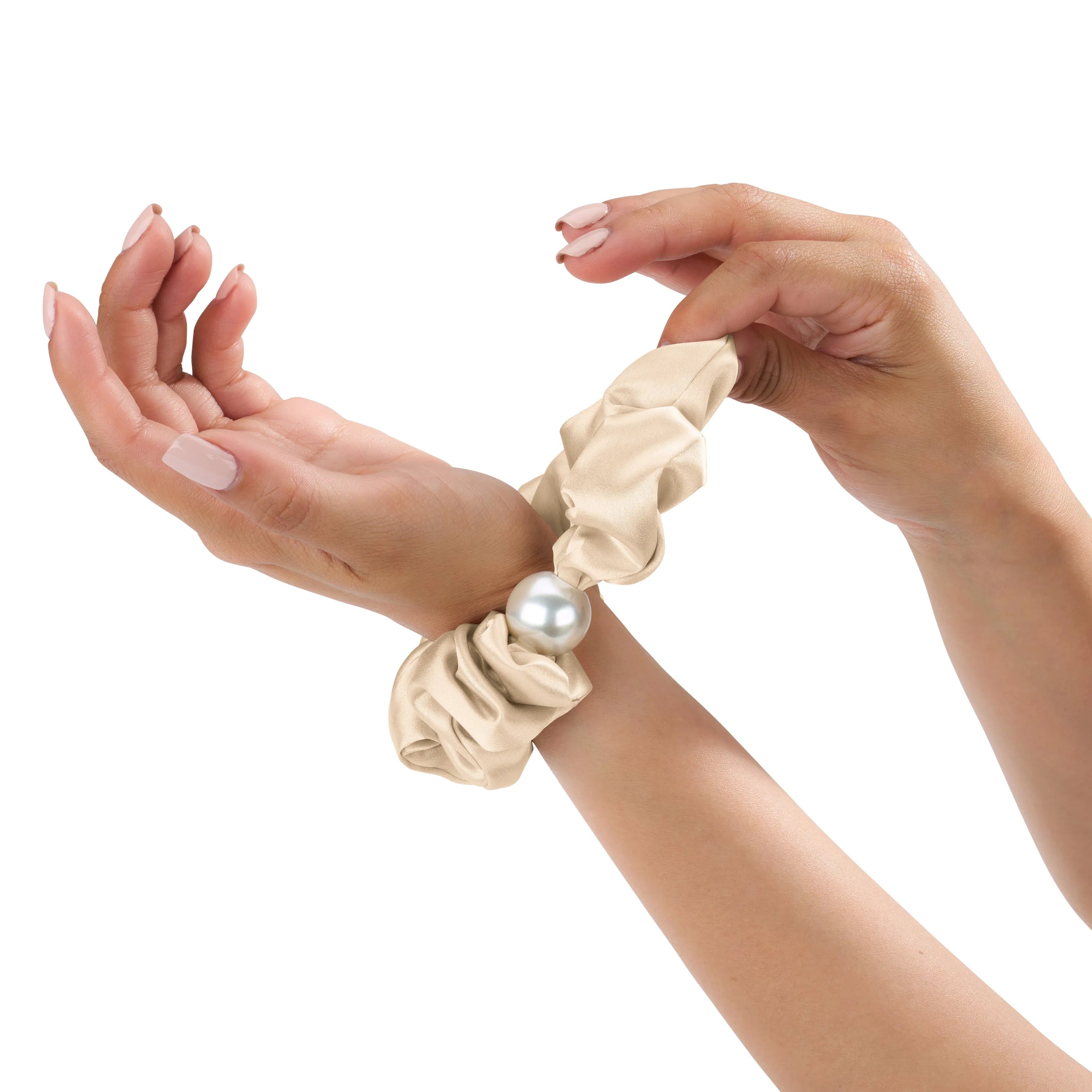 Blissy Pearl Scrunchie in Taupe