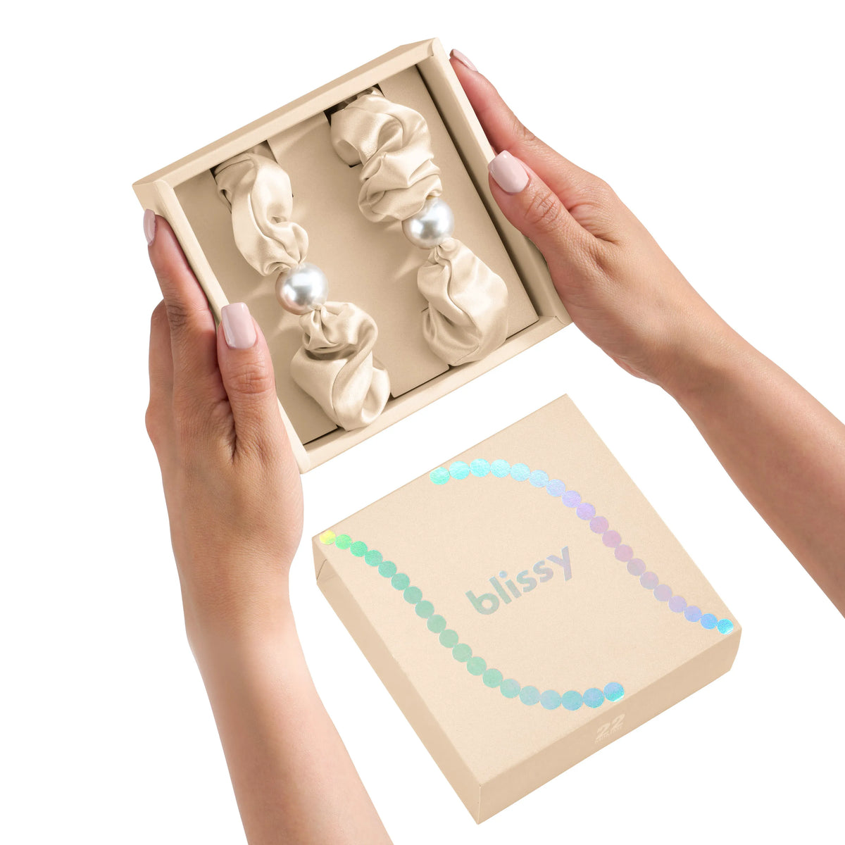 Blissy Pearl Scrunchie in Taupe