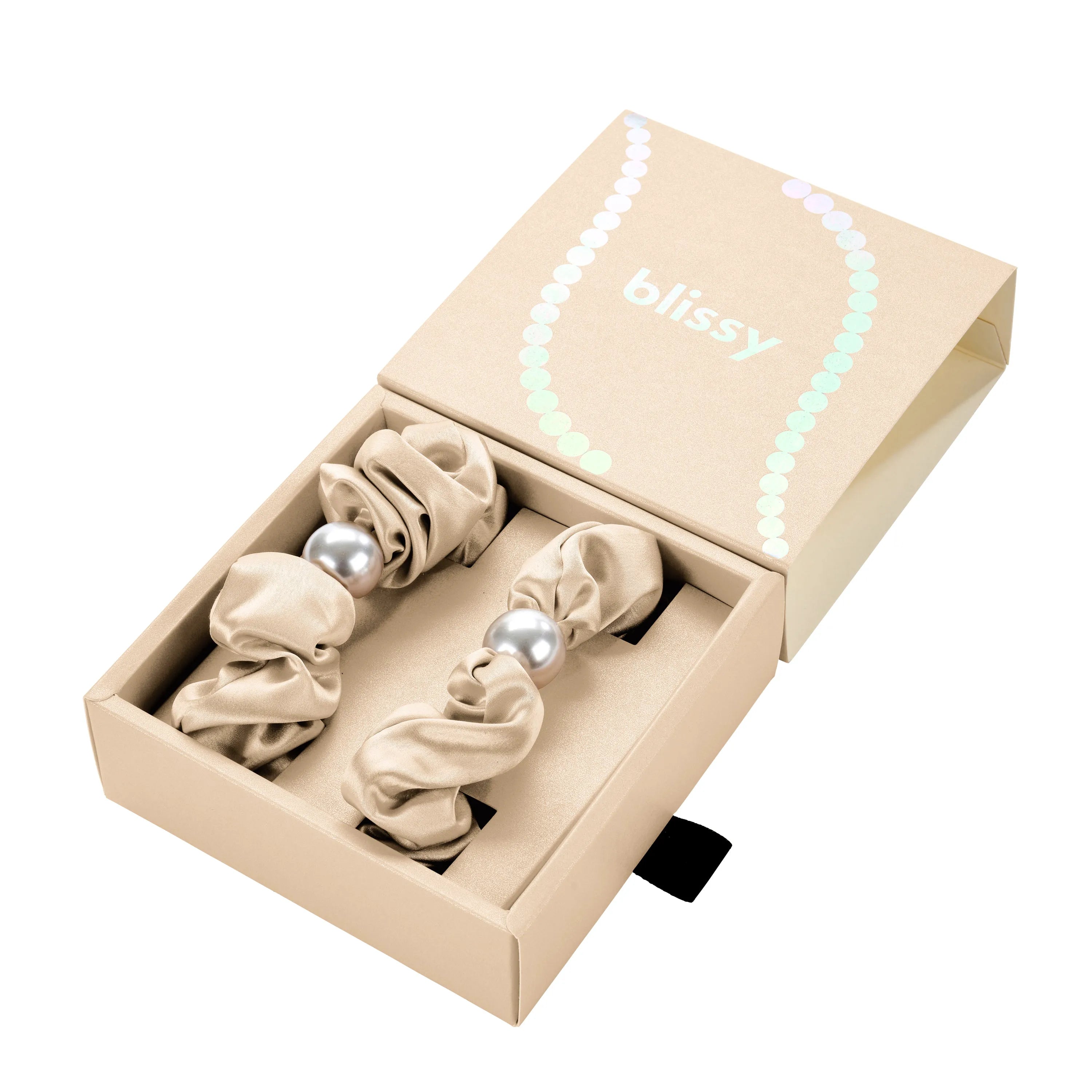 Blissy Pearl Scrunchie in Taupe