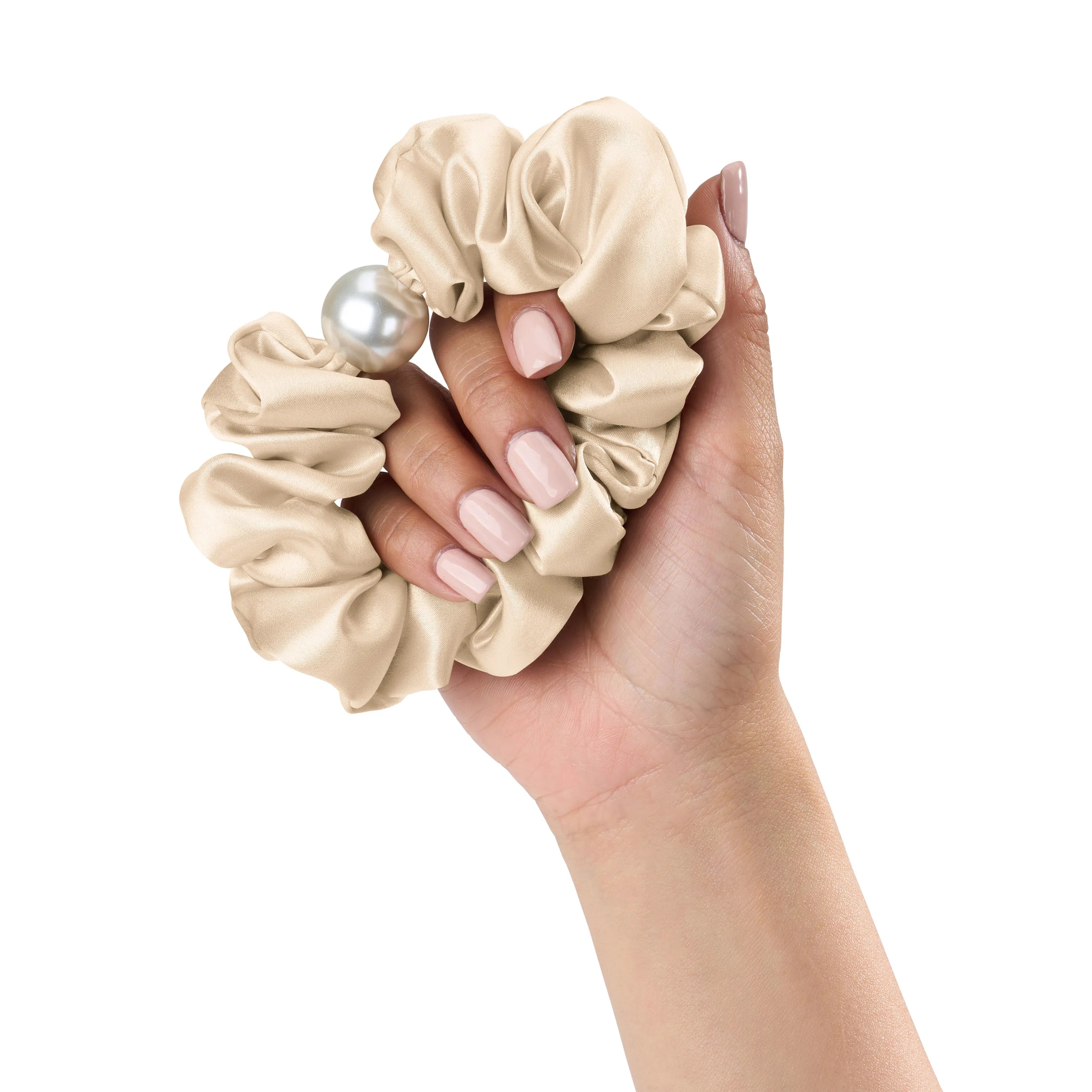 Blissy Pearl Scrunchie in Taupe