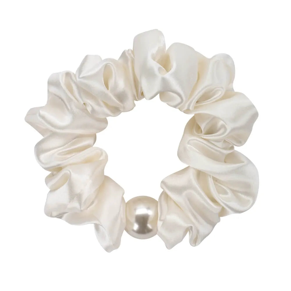 Blissy Pearl Scrunchie - White
