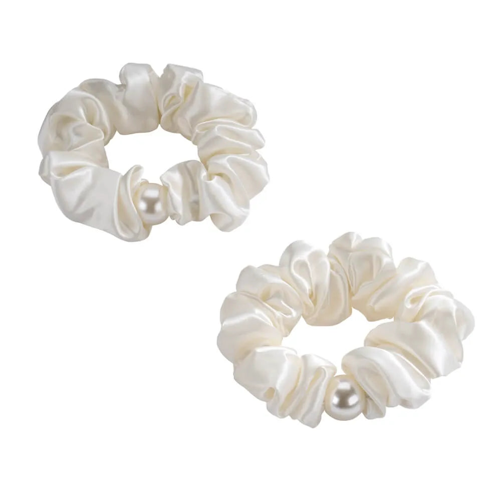 Blissy Pearl Scrunchie - White