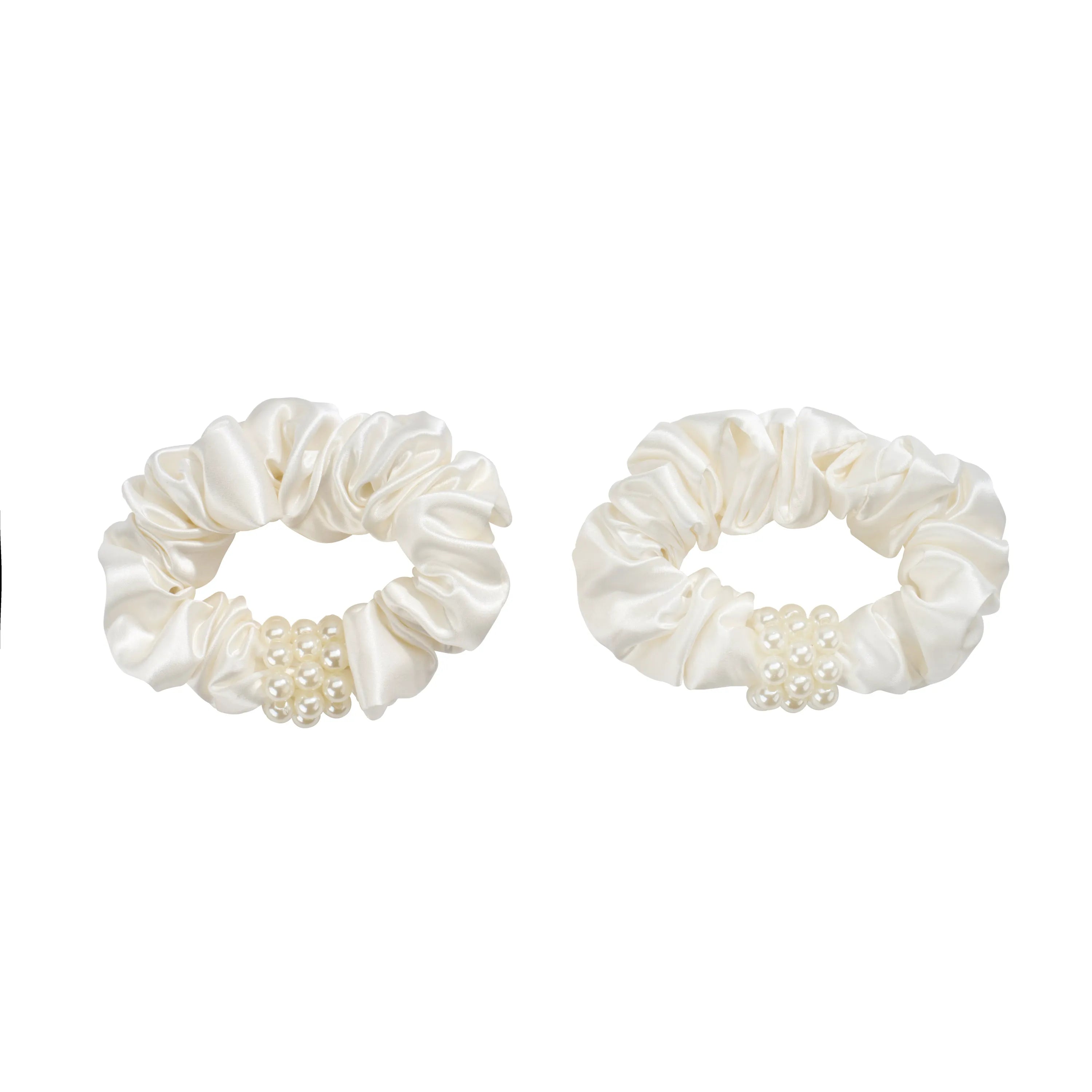 Blissy Petite Pearl Scrunchies in White