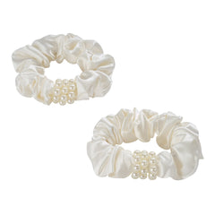 Blissy Petite Pearl Scrunchies in White