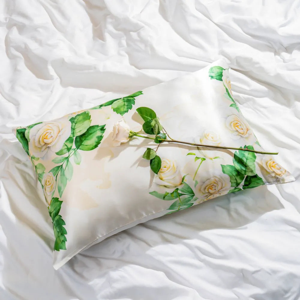 Cancer White Rose Zodiac Flower Pillowcase - Standard