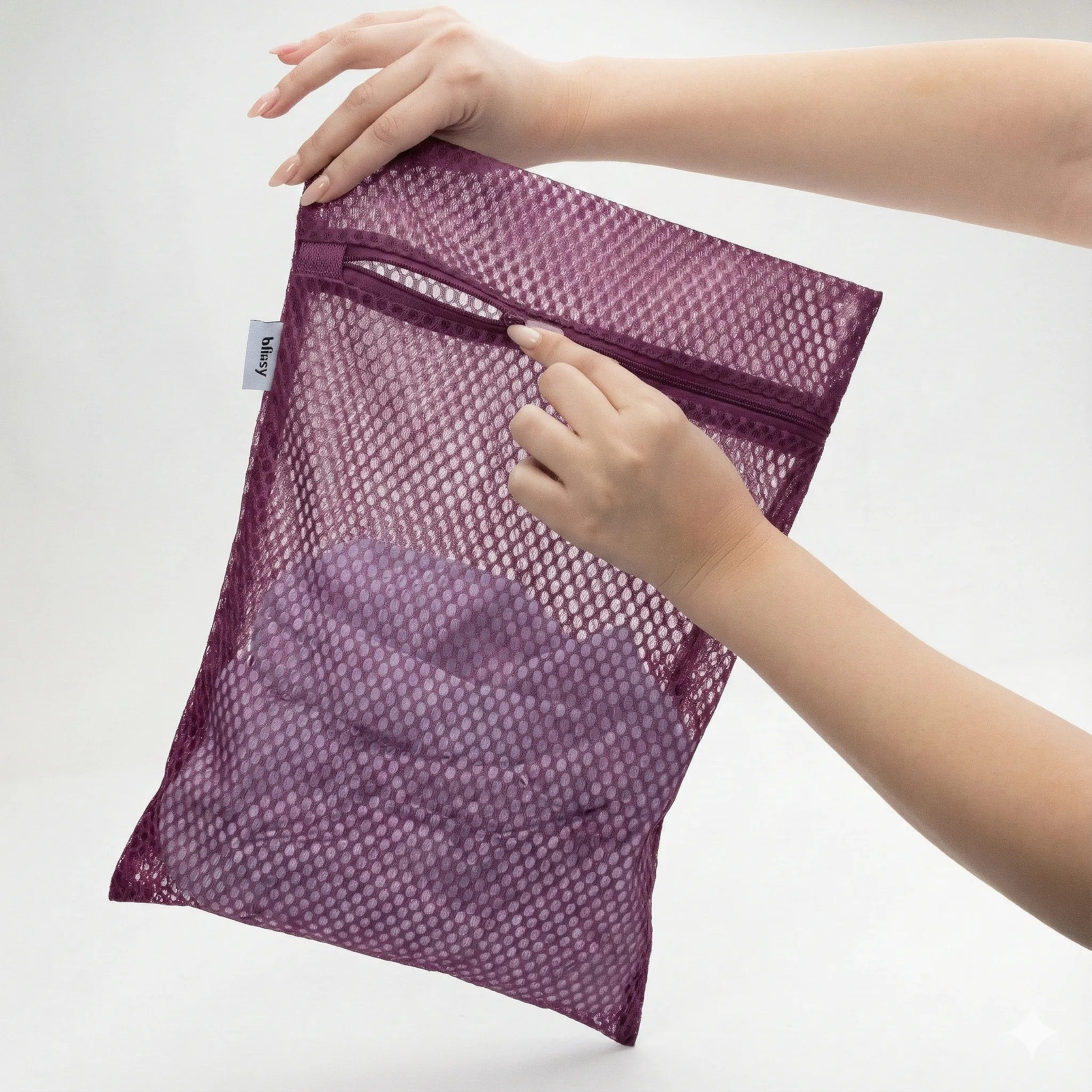 Blissy Mesh Laundry Bags, Plum, 3-Pack