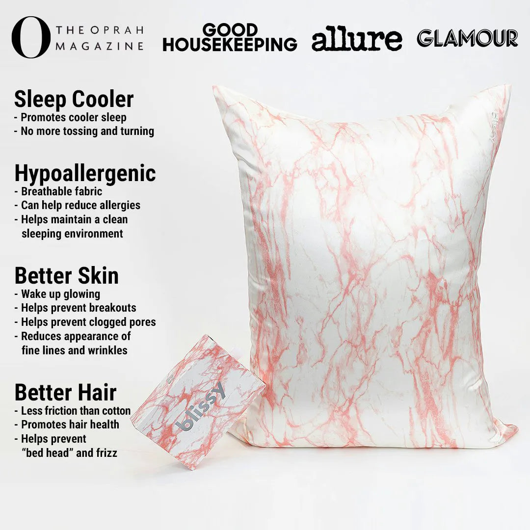 Pillowcase in Rose White Marble, Queen Size